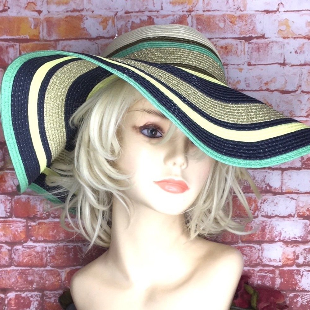 The Webster Miami Colorful Stiped Wide Brim Sun Hat
